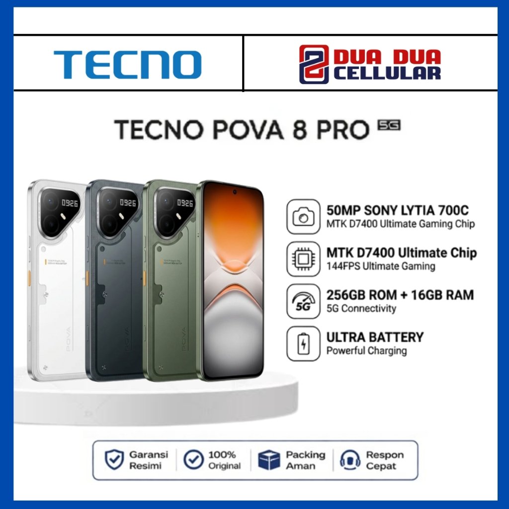 Jual TECNO POVA 8 PRO 5G [ 8GB/256GB ] GARANSI RESMII | Shopee Indonesia