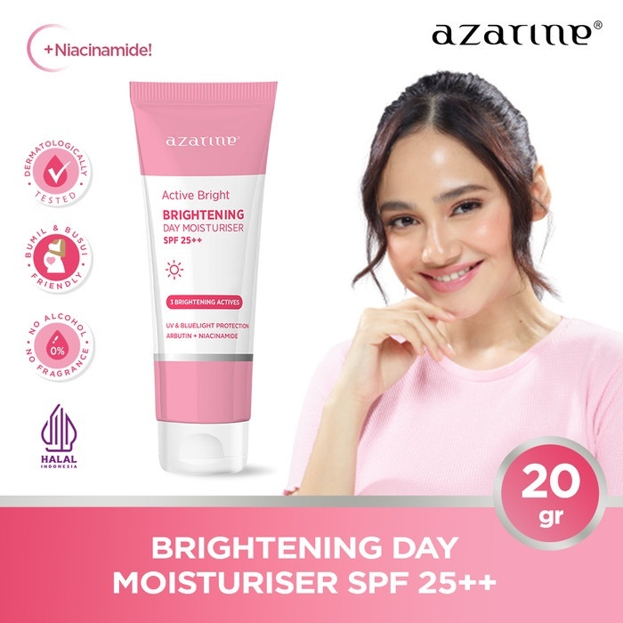 Azarine Active Bright Brightening Day Moisturiser Moisturizer Krim Pagi Siang SPF 25++ 20gr