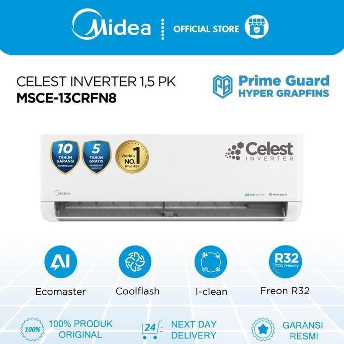 [NEW PRODUCT] Midea AC CELEST INVERTER 1.5 PK MSCE-13CRFN8 (Unit Indoor & Outdoor) - AI Ecomaster