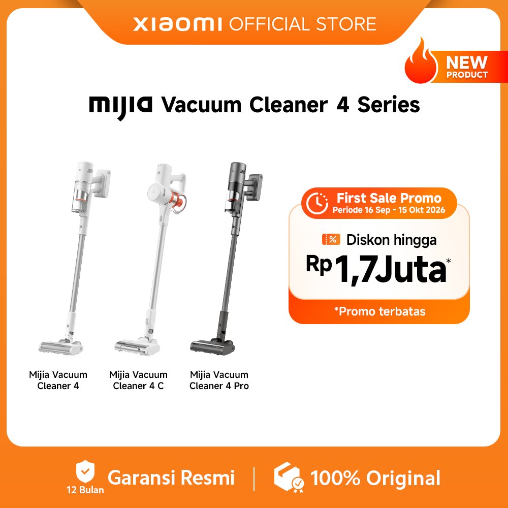 Jual Xiaomi Mijia Vacuum Cleaner 4 Series | Vacuum Cleaner 4 | Vacuum Cleaner 4 C | Vacuum Cleaner 4 Pro | Daya Hisap Kuat | Baterai Tahan Lama | Smart Dirt Detection | Beragam Brush & Aksesori | Anti-Tangle & Filtrasi Berlapis [Xiaomi Official Store] | S