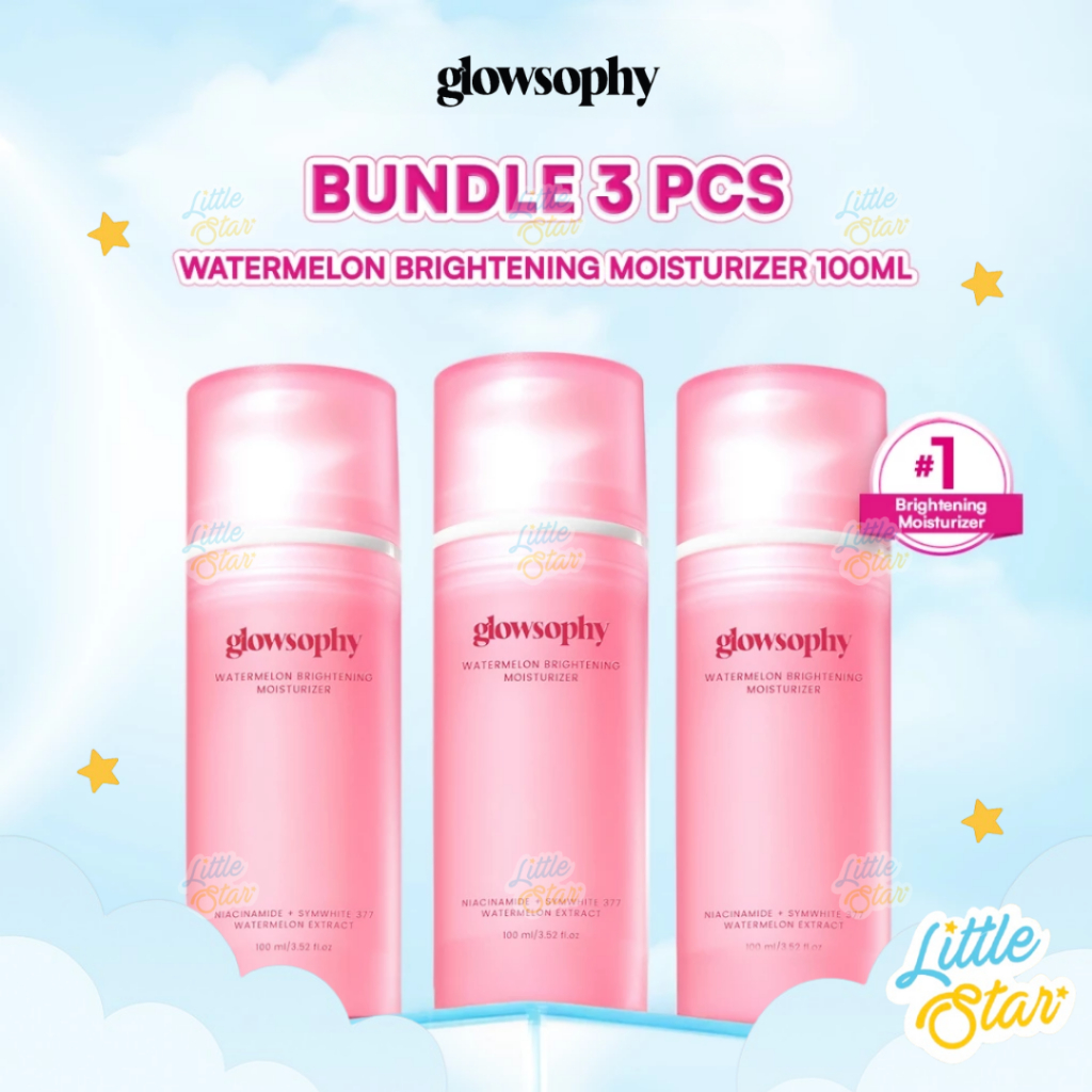 Triple Pack 3 Pcs Glowsophy Watermelon Brightening Moisturizer Gel 100ml Pelembab Wajah Ringan