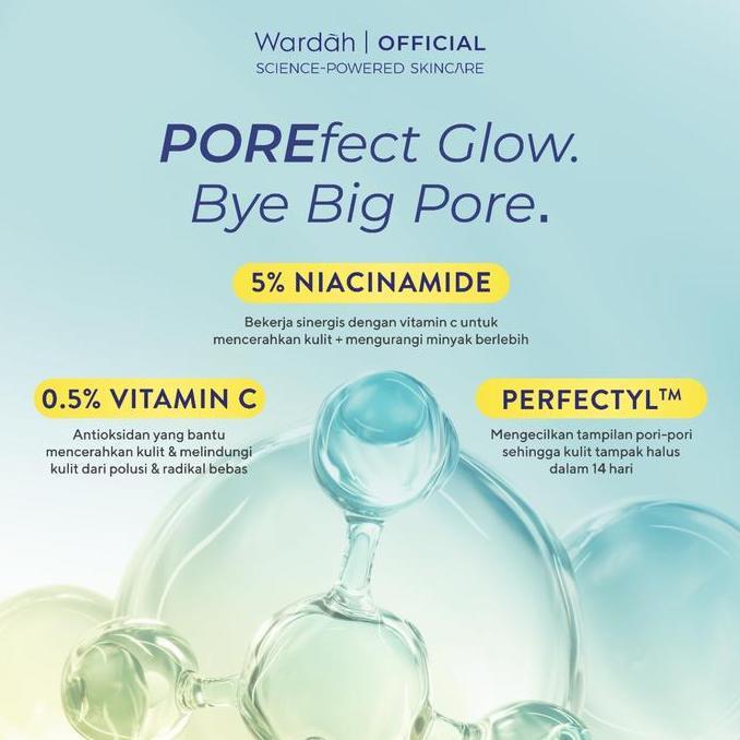 WARDAH Perfect Bright Perfectyl + Vitamin C Pore Perfecting C-Glow Serum - Micro Peeling Serum-Mencerahkan dan Menghaluskan kulit serta Mengecilkan Pori-Pori, Wajah Kusam, Berminyak, Berjerawat - Skincare