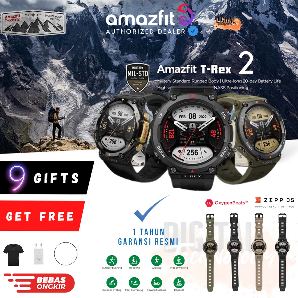 Jual Smartwatch Amazfit T-REX 2 dual GPS Military STD Amoled Smart watch T Rex 2 Trex Garansi Resmi 1 Tahun Jam Tangan Pintar Amazfit | Shopee Indonesia