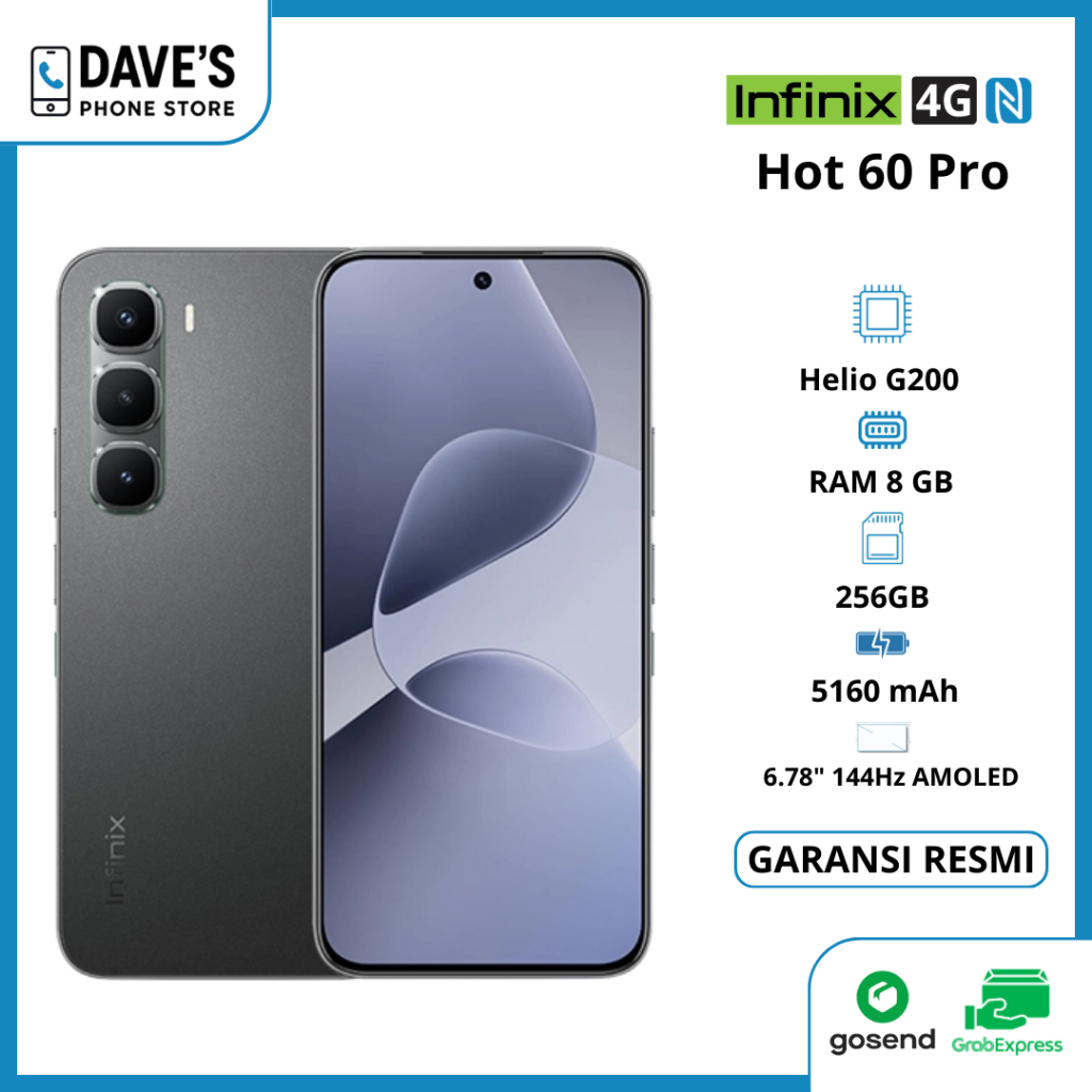 Infinix Hot 60 Pro 8/256GB - Up to 16GB Extended RAM - Helio G200 - 6.78 inch 144Hz AMOLED - 50MP - 5160 mAh - NFC