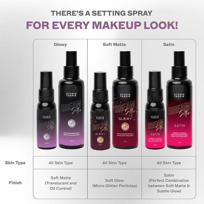 [MUA APPROVED] Studio Tropik DreamSetter 2.0 Make-up Setting Spray | Oil Control Makeup Tahan Lama Lock Makeup 16H | Transferproof Smudgeproof Longlasting Makeup | Matte Finish HTS