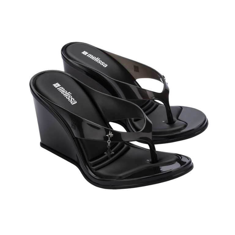 Sandal Flip Flop Platform Wanita Melissa Nabeela Ad Clear Black