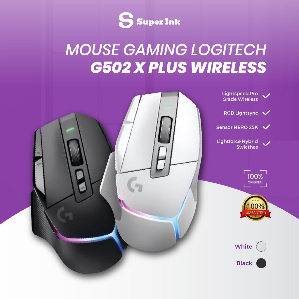 Mouse Gaming Logitech G502 X Plus Wireless RGB LIGHTFORCE - Presisi, Nirkabel, Profesional