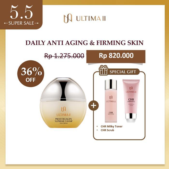 DISKON! [EXCLUSIVE PACKAGE] ULTIMA II Procollagen Supreme Caviar Face Cream Free CHR Milky Toner &