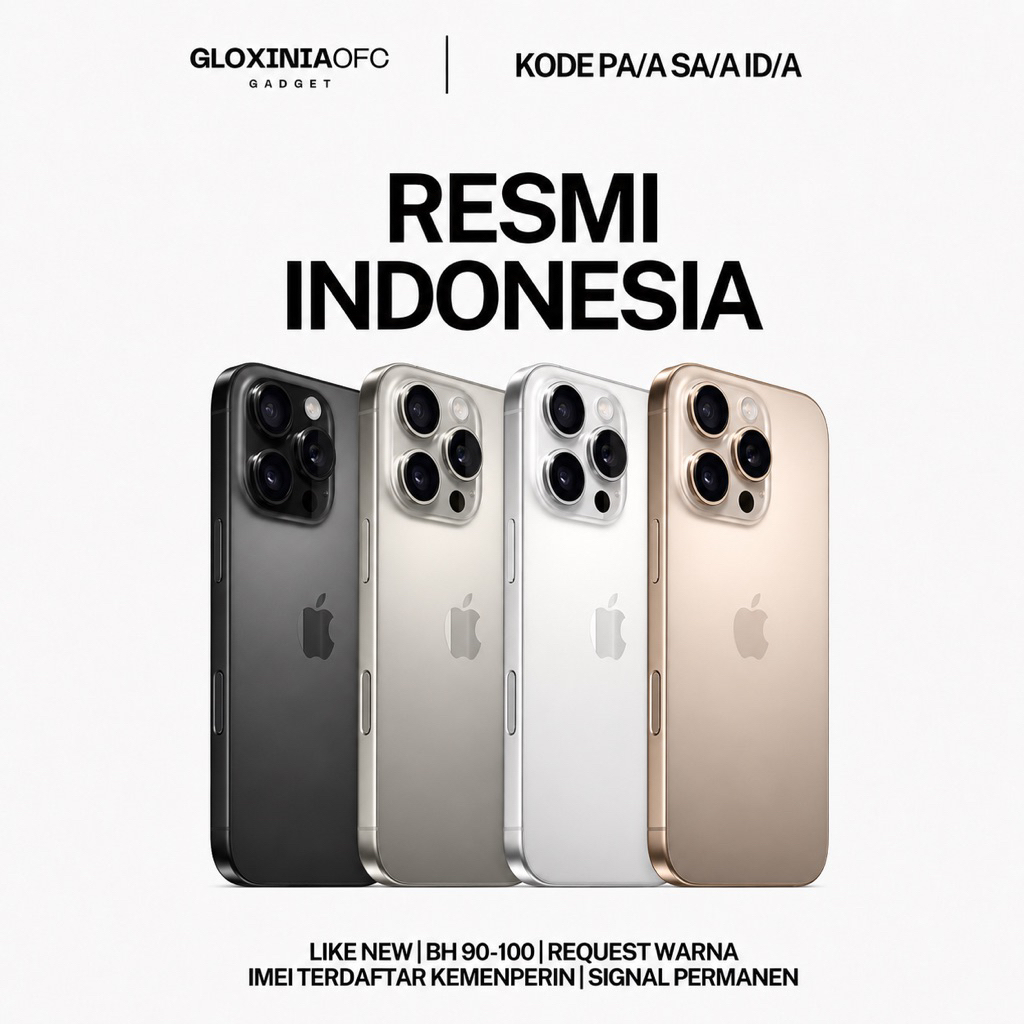 GLOXINIA - iphone 16 pro 128 gb 256 gb 512 gb 1 tb - unit resmi indonesia fullset bergaransi ex display - imei terdaftar ex ibox