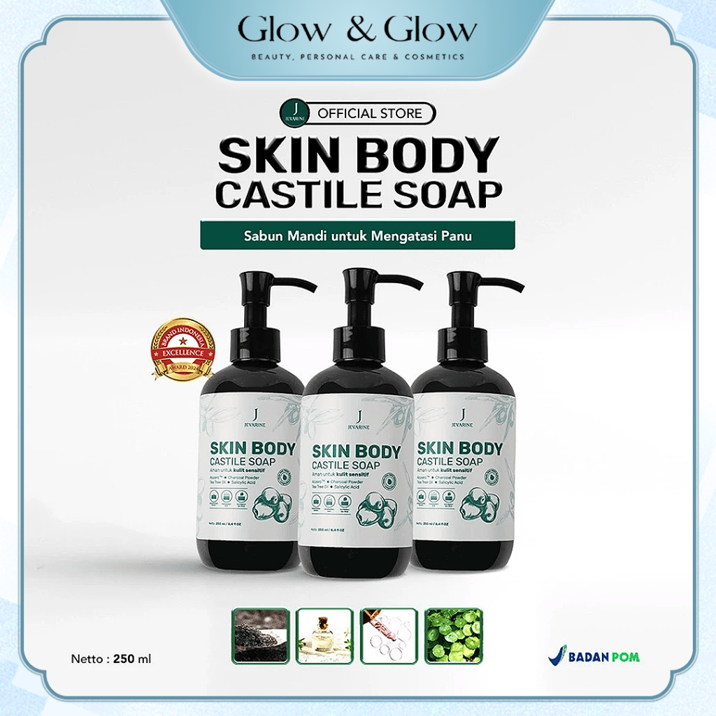 Jevarine Skin Body Castile Soap 3PCS - Sabun Mandi Kulit Kering, Sensitive, Berjerawat, Eksim, Panu