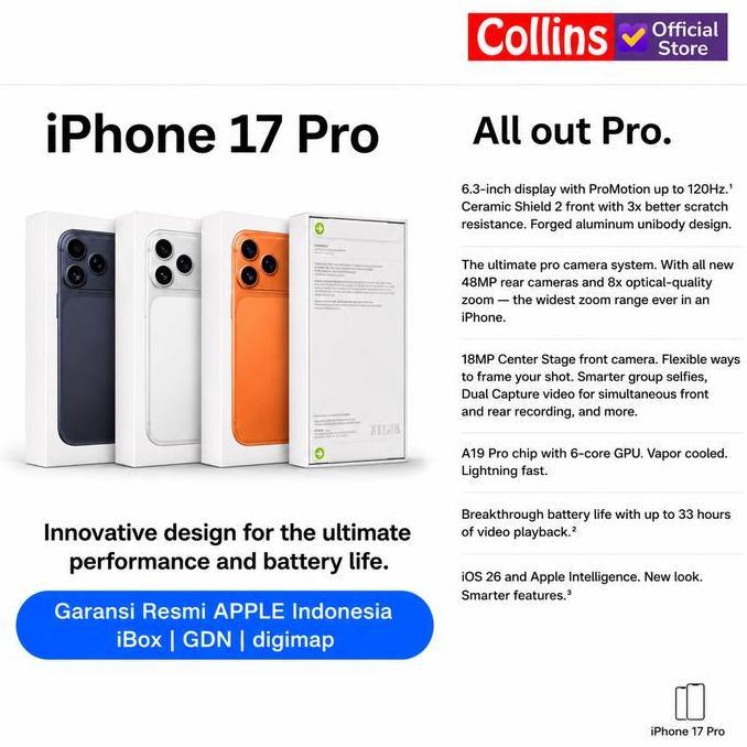 VERNANDI76 - APPLE IPHONE 17 PRO 256GB 512GB 1TB A19 PRO 6.3" OLED 120HZ RESMI IBOX GDN DIGIMAP