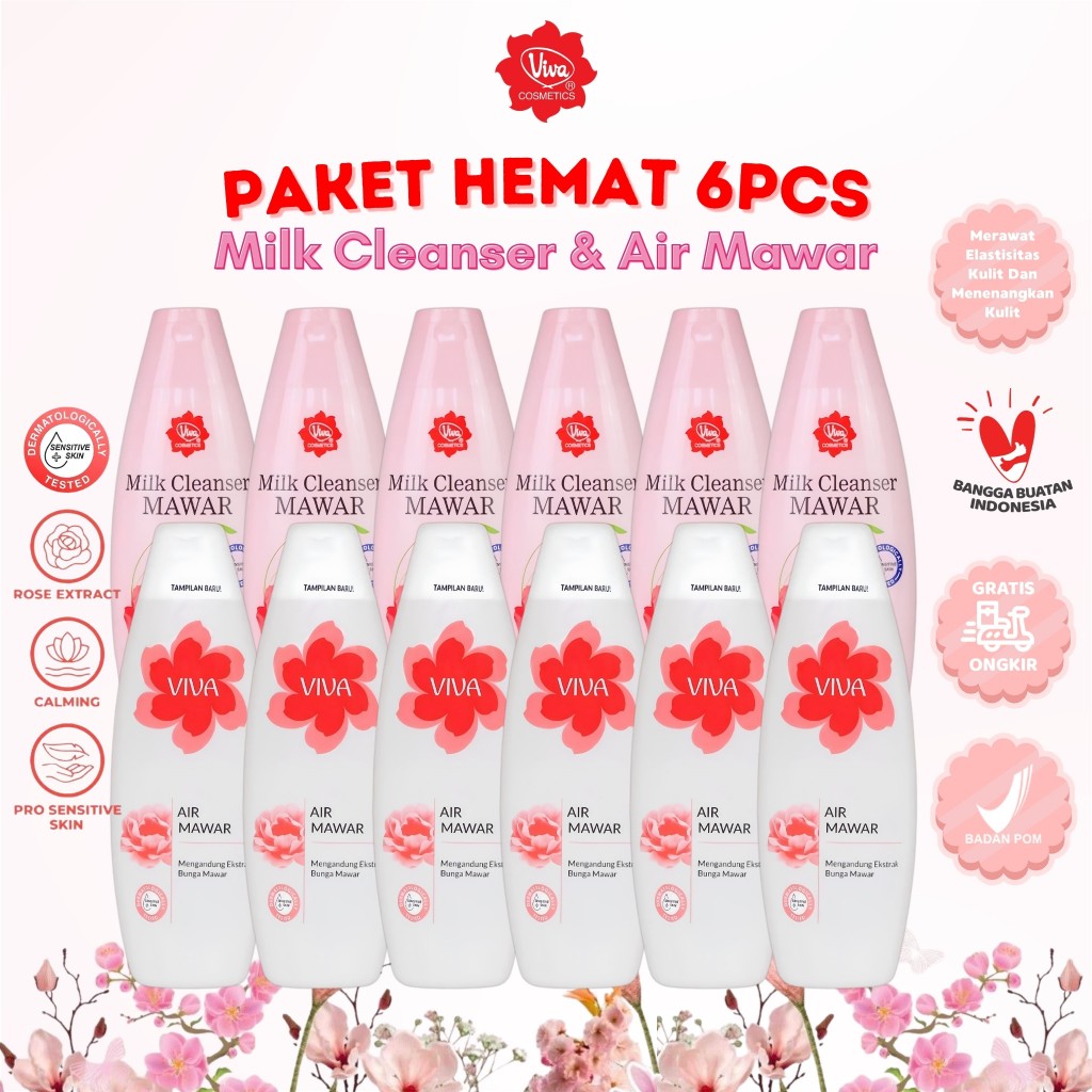 [PAKET 6PCS] VIVA Air Mawar | Milk Cleanser Mawar 100ml / 200ml