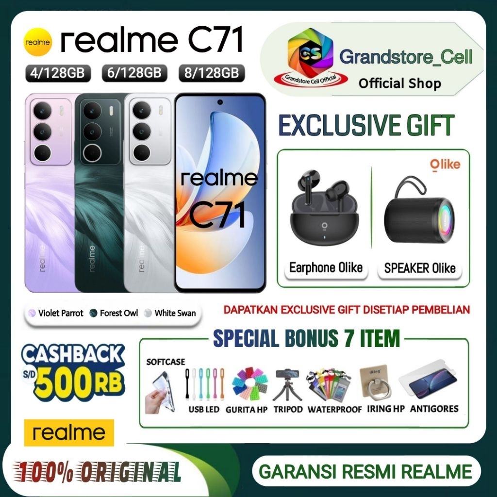 Jual REALME C71 NFC RAM 4/128GB - 6/128GB - 8/128GB, Battery 6300mAh & 45W Fast Charge GARANSI RESMI REALME INDONESIA | Shopee Indonesia