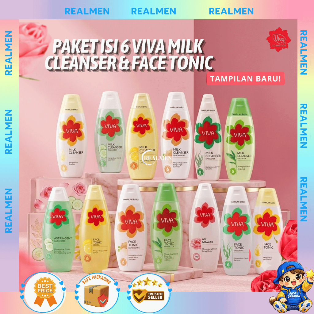 READY VIVA PAKET { ISI 6 PCS } Face Tonic / MILK CLEANSER 100 ML / ORIGINAL / BENGKOANG / CUCUMBER
