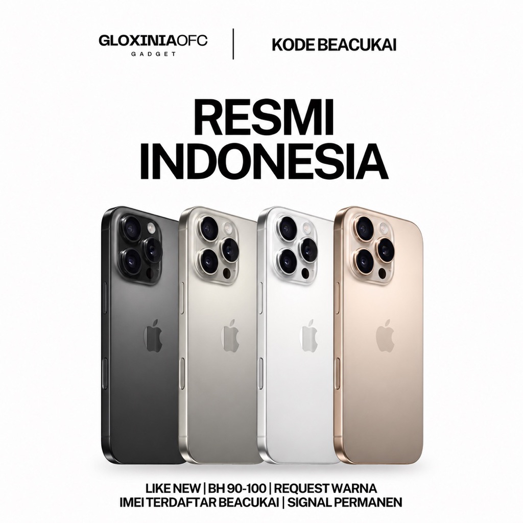 GLOXINIA - iphone 16 pro 128 gb 256 gb 512 gb 1 tb - unit resmi indonesia fullset bergaransi ex display - imei terdaftar ex beacukai