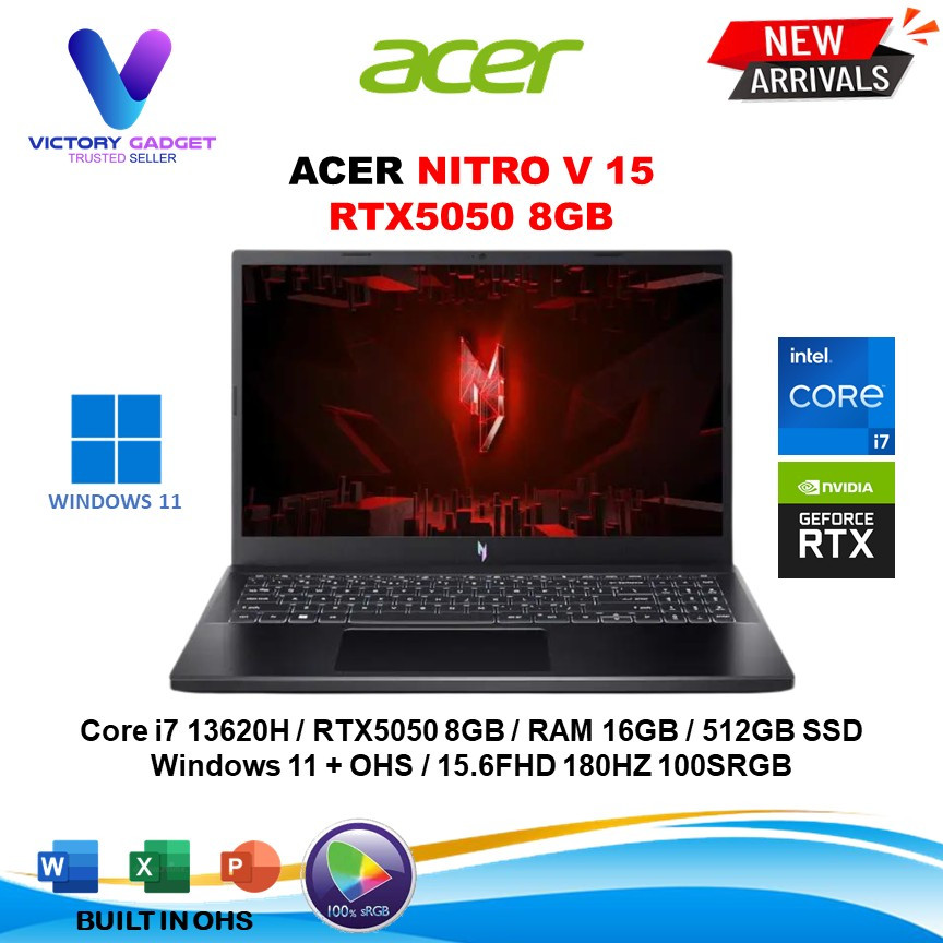 ACER Nitro V 15 RTX5050 8GB i7 13620H 16GB 512GB SSD W11 OHS 15.6FHD 180HZ 100SRGB