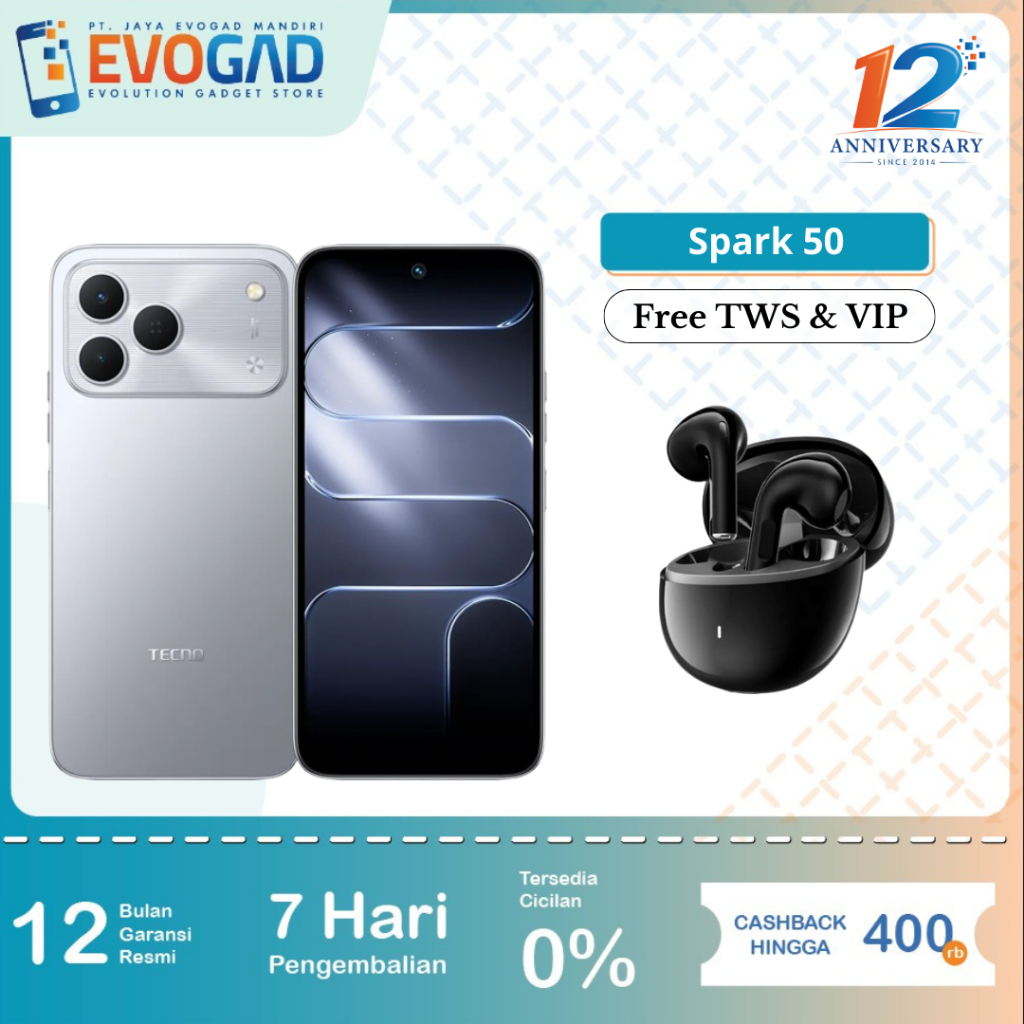 Tecno Spark 50 4/128GB, 6/128GB & 8/128GB MediaTek Helio G81 |6,78 inci HD+ IPS LCD | 7000 mAh Fast Charging | 120 Hz | Garansi Resmi Tecno 1 Tahun