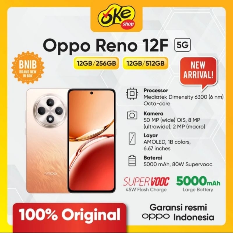 Oppo Reno 12F 5G ( Ran 12/256GB ) - Garansi Resmi