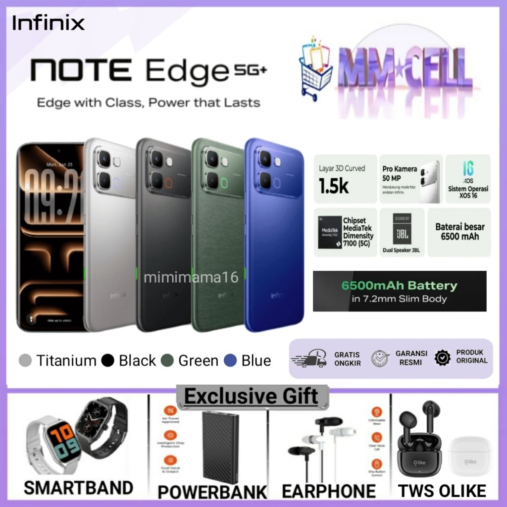 INFINIX NOTE EDGE 5G + RAM 8/256 GB GARANSI RESMI INFINIX INDONESIA