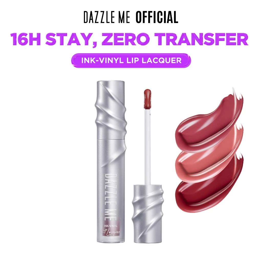 [BPOM] DAZZLE ME Ink-Vinyl Lip Lacquer Lip Cream Lipstik Glossy Tahan Lama 16 Jam Lip Vinyl Transferproof Waterproof Anti Luntur