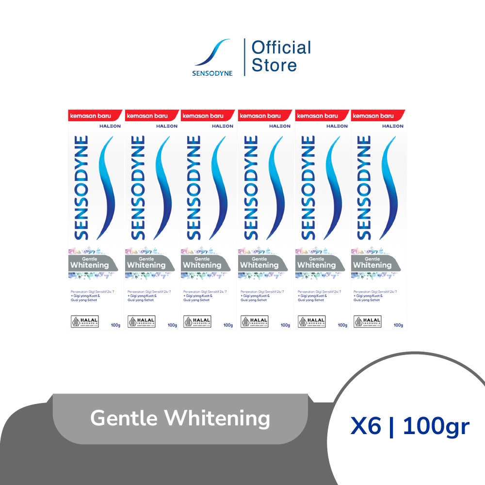 Sensodyne Toothpaste Pasta Gigi Sensitif Gigi Putih Alami Gentle Whitening 6x100gr [6 PCS]