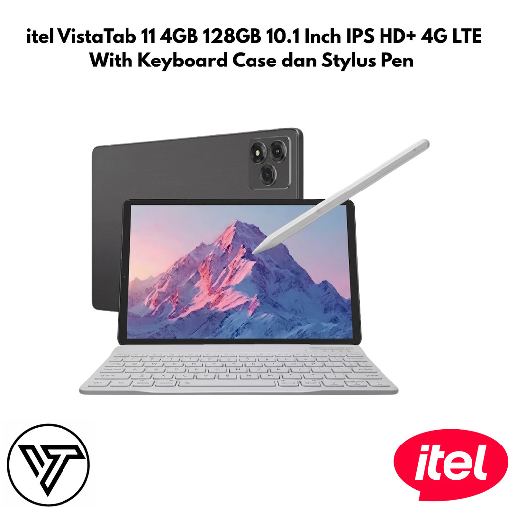 itel VistaTab 11 4GB 128GB 10.1 Inch IPS HD+ 4G LTE With Keyboard Case dan Stylus Pen