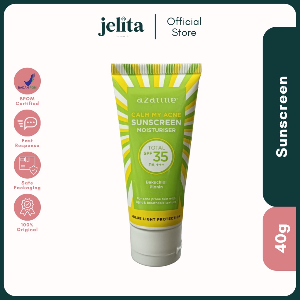 Jelita Cosmetics - Azarine Calm My Acne Sunscreen Moisturiser SPF35 PA+++ 40ml