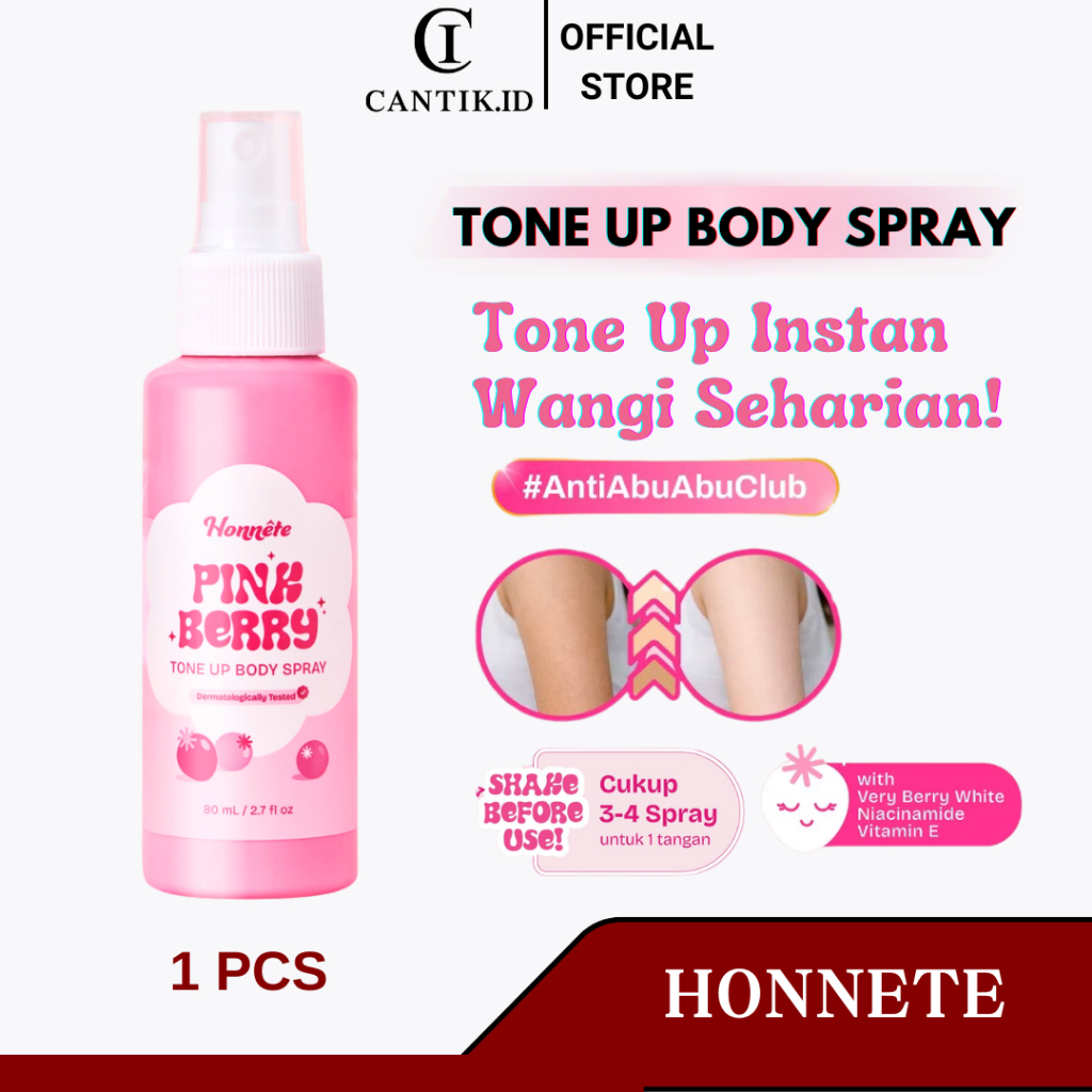 Honnete Pink Berry Tone Up Body Spray Mencerahkan Kulit Melembabkan Menghidrasi Sun Protection Wangi