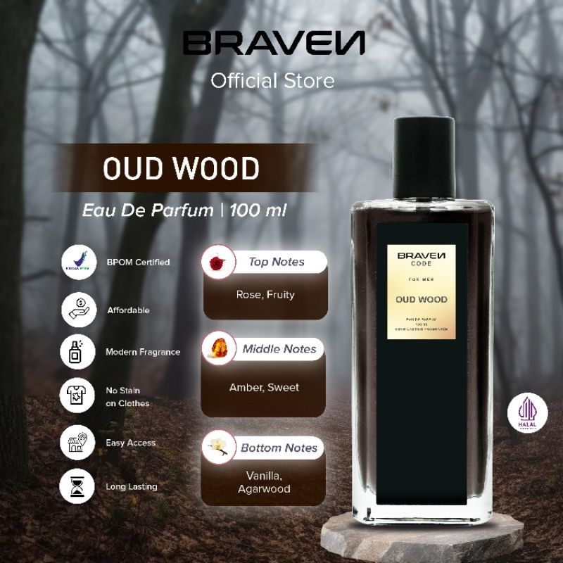 ❤ATASHOP❤ BRAVEN CODE EAU DE PARFUM OUD WOOD 100ML | PARFUM PRIA TAHAN LAMA