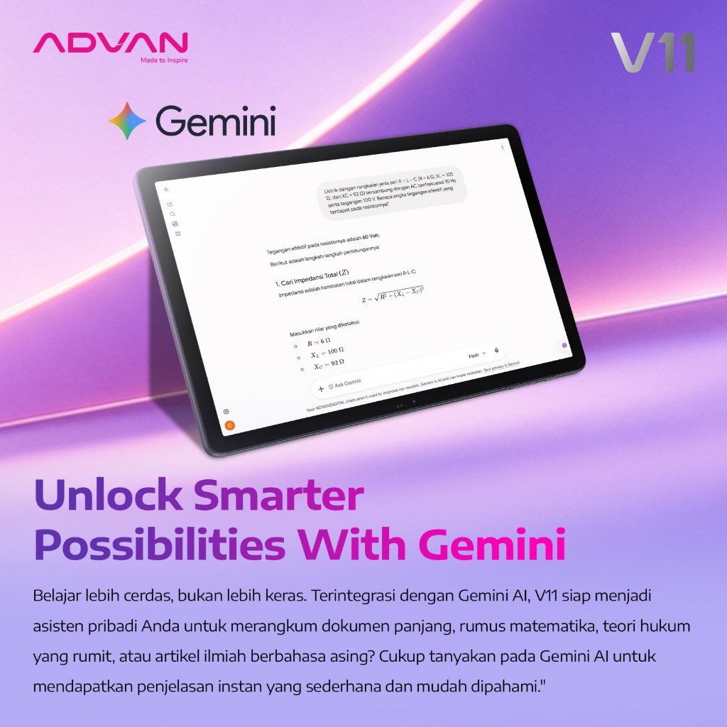 ADVAN V11 — Tablet Pintar dengan Integrasi Gemini AI