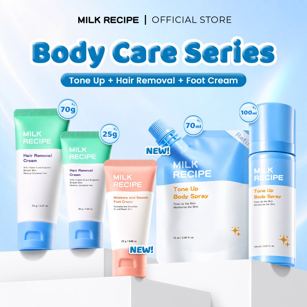 Milk Recipe Body Care Series - Tone Up Spray Refill, Hair Removal, Foot Cream - BPOM - BEST SELLER PRODUCT