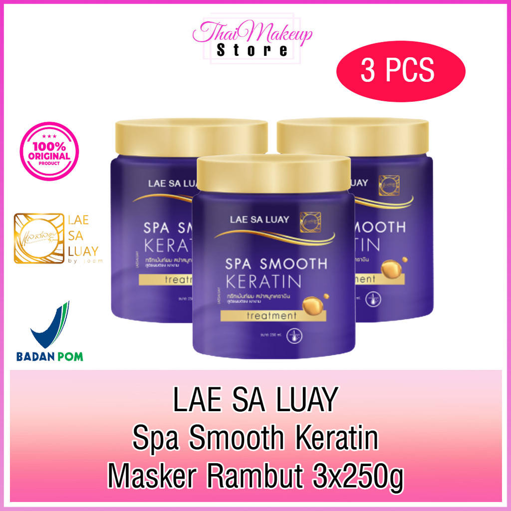 Lae Sa Luay Hair Spa Smooth Keratin Hair Treatment / Masker Creambath Rambut 250g / Paket 3 Pcs