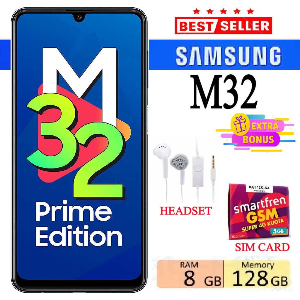 SALE!!! Samsung Galaxy M32 RAM 8GB ROM 128GB FULLSET Bergaransi - FREE SIMCARD