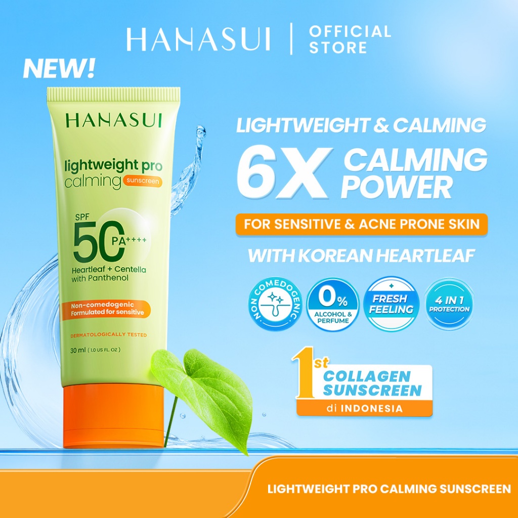[B2G5] HANASUI Lightweight Pro Calming Sunscreen SPF 50 PA++++ - Khusus Kulit Sensitif & Berjerawat Menenangkan Non Comedogenic 0% Alcohol No Whitecast 6X Calming Power Memperbaiki Skin Barrier Melindungi Kulit Dari Efek Sinar UVA & UVB