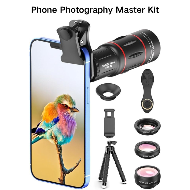 Jual Phone Photography Master Kit: Featuring 18X Telephoto 198° Fisheye 15X Macro,0.63X Wide Angle Lens design for travel photography | Shopee Indonesia