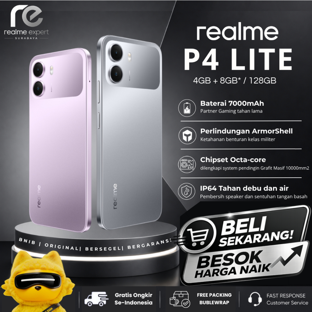 realme P4 LITE [NEW LAUNCH] HP Gaming realme baterai titan 7000mAh Tahan benturan proteksi Armorshell