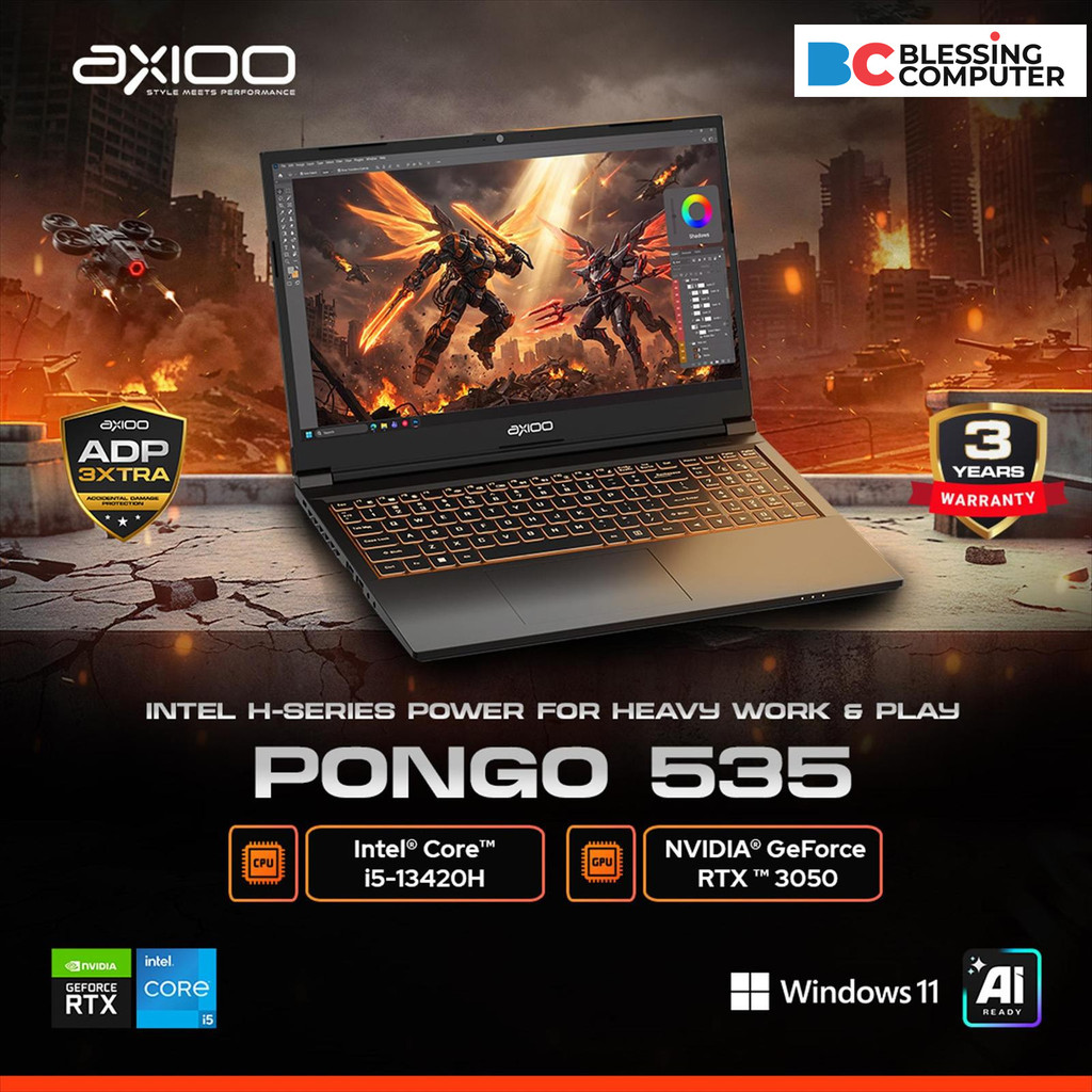 Jual AXIOO PONGO 535 Core i5-13420H 16GB 512GB W11 BLACK | Shopee Indonesia