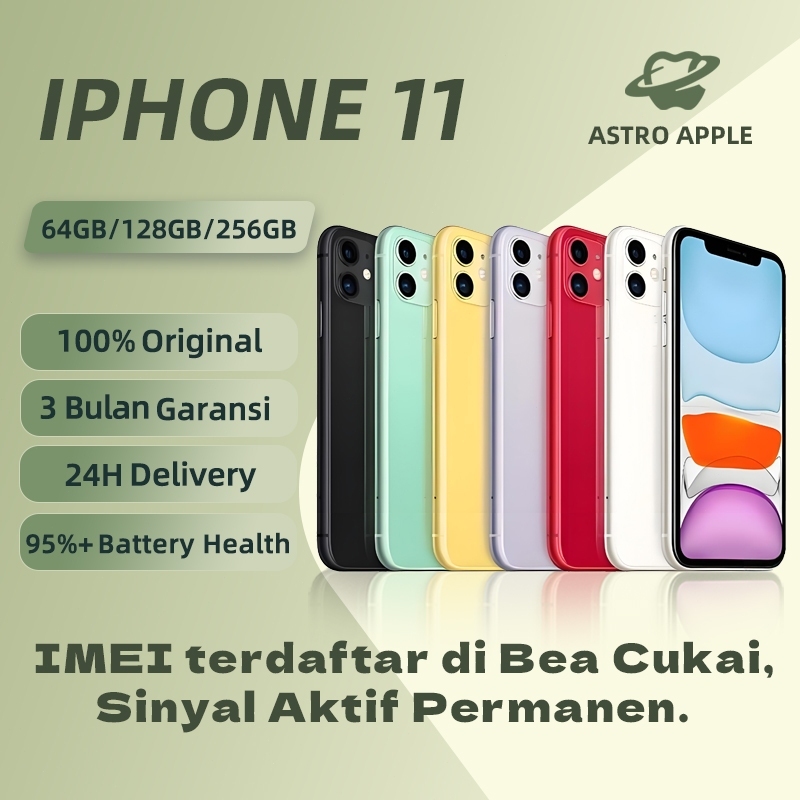 BC iPhone 11 64GB 128GB 256GB Sinyal Aktif Permanen Tangan Kedua 100%ORI Fulset Kondisi Perfect