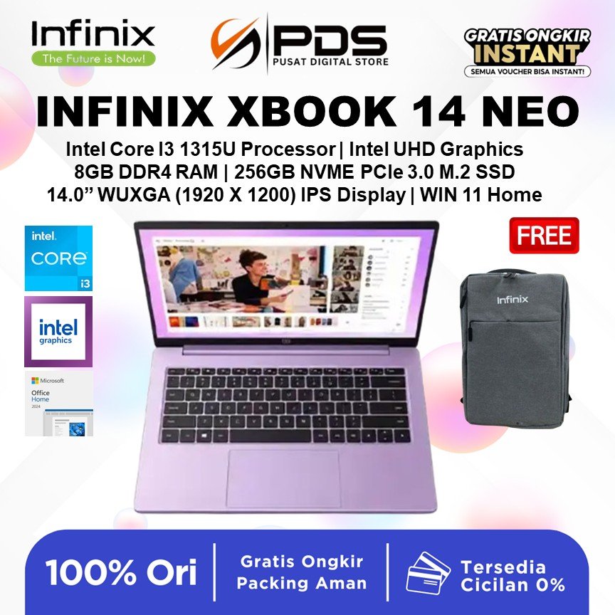Infinix Xbook 14 Neo Intel I3 1315U RAM 8GB SSD 512GB W11 14.0WUXGA IPS