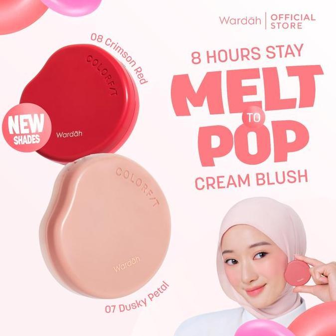 [NEW LAUNCH!] Wardah Cream Blush On Macaroon Colorfit Melt to Pop Cream Blush - Dengan Vitamin E, tekstur cream-to-powder, warna intens hasil smooth tahan hingga 8 jam, liquid blush on blendable pigmented blush cool tone - Makeup Wardah Official Store
