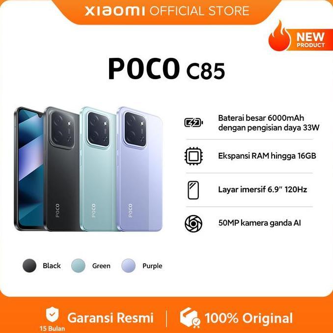 POCO C85 (6/128) (8/256) Baterai 6000mAh 33W | Ekspansi RAM hingga 16GB | Layar 6.9" 120Hz [Official Store]