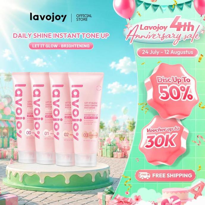 [Tone up 00-01-02-03] Lavojoy Let It Glow Daily Shine Body Serum Instant Tone Up Delicate Rose with SPF 50 PA++++ | Body Serum untuk Perlindungan Sinar UV | Mencerahkan & Melembabkan Kulit dengan Niacinamide + Australian Super VC+ Ceramide