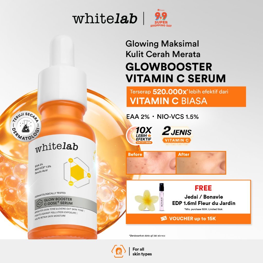 Whitelab Serum Vitamin C Glow Booster - Antioksidan Tinggi untuk Kulit Cerah dan Glowing C-Dose+ dengan NIO-VCS