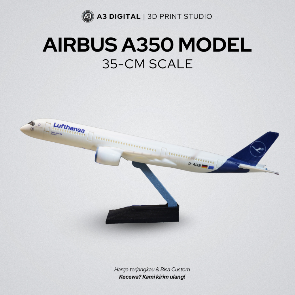 Jual Model Pesawat Airbus A350 | Skala Koleksi + Dudukan Display | DIY/Rakit Sendiri | 3D Print Detail | Shopee Indonesia
