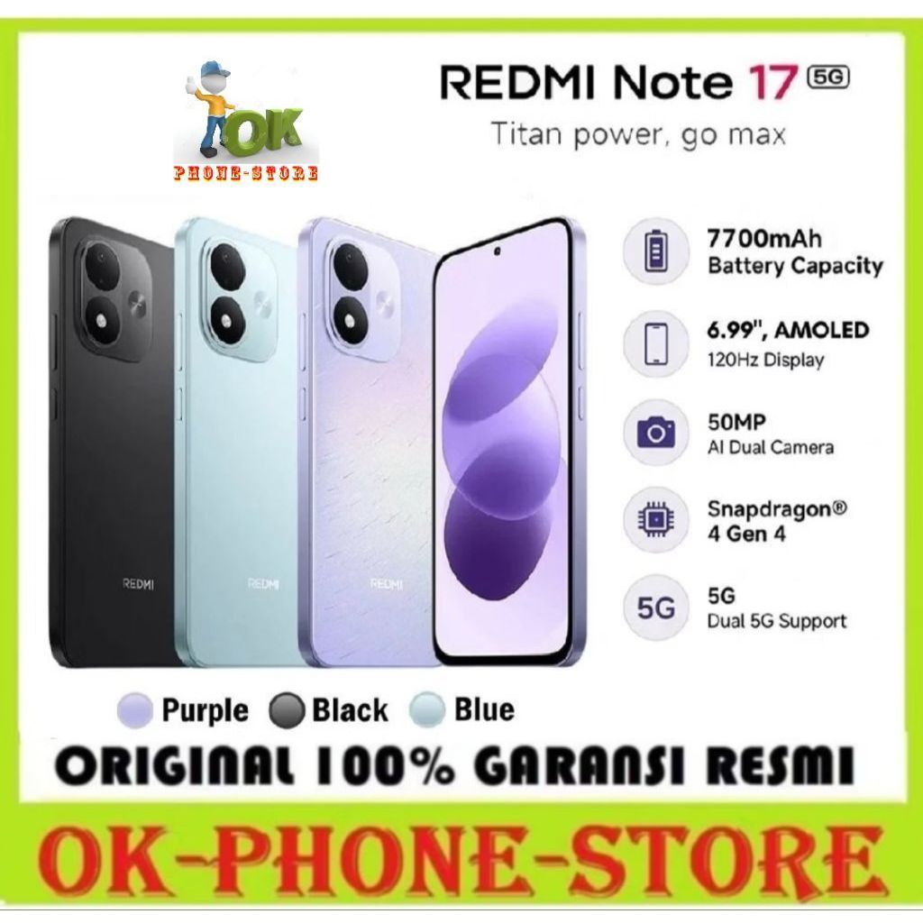 Xiaomi Redmi Note 17 5G 6/128 GB & 8/256 GB Garansi Resmi Xiaomi