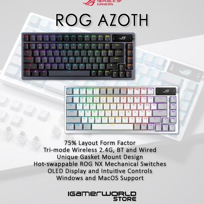 HARGA DISC - Asus ROG Azoth 75% Tri-Mode Connection OLED Mechanical Gaming Keyboard
