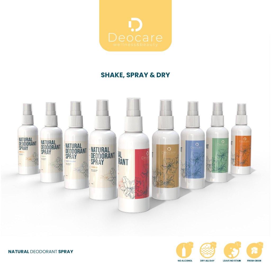 Deocare deodorant spray with chamomile & aloevera extract 60ml Bundling 20 pcs
