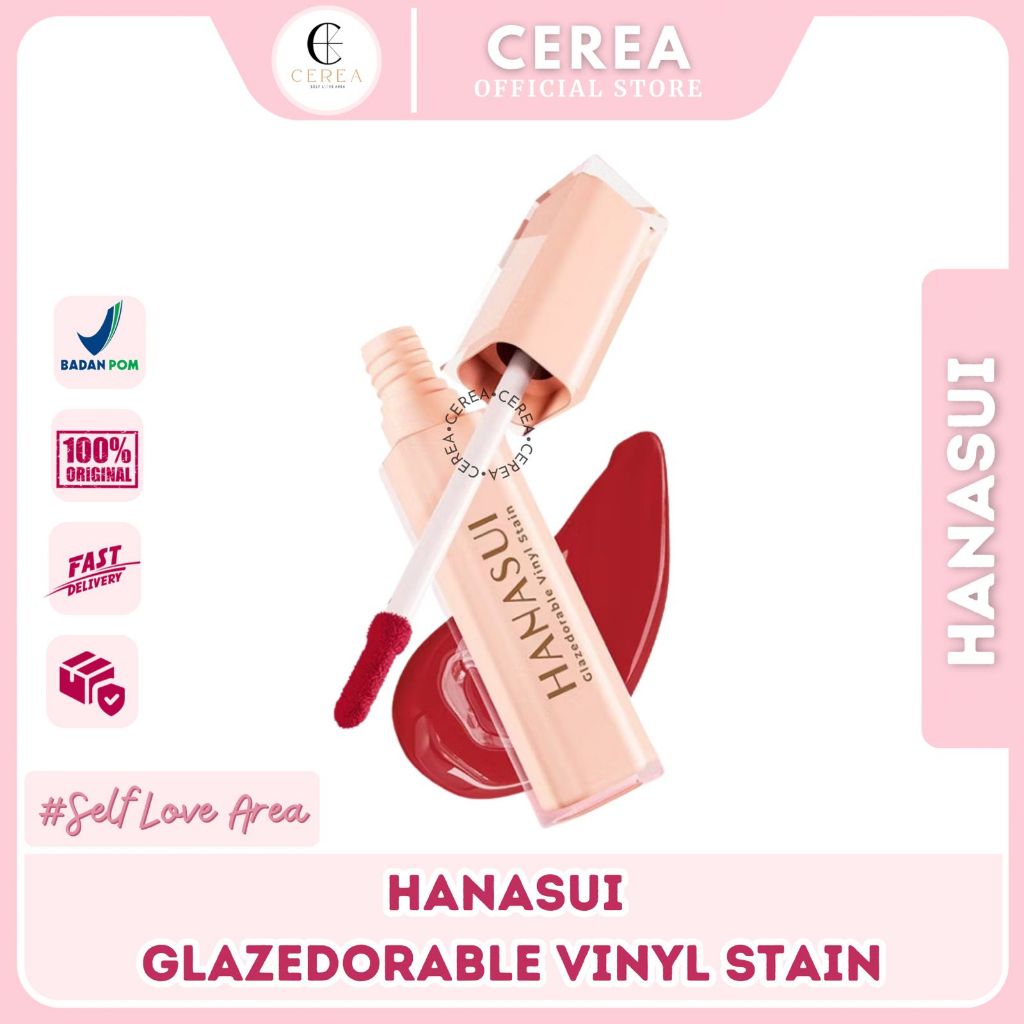 [BPOM] Hanasui Glazedorable Vinyl Lip Stain - Lipstik Glasting Glaze Tint Lipcream Glossy Plumpy