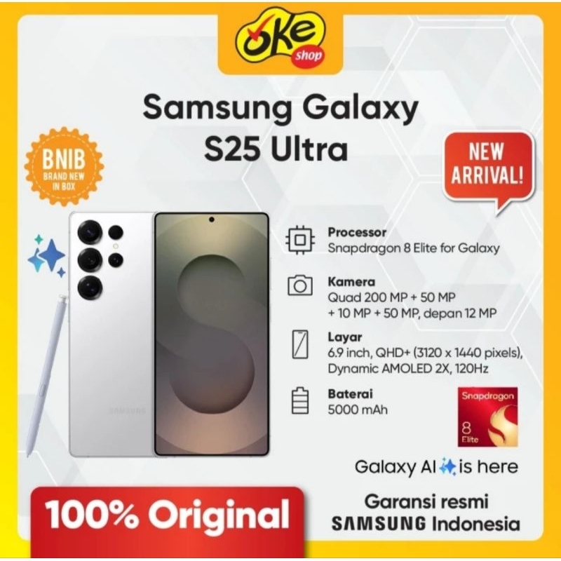 Samsung Galaxy S25 Ultra 5G ( Ram 12/512GB ) - Garansi Resmi Sein