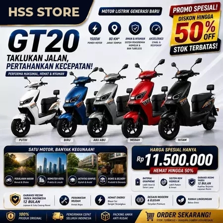 Jual Motor Listrik Yadea GT20 1500W Jarak Tempuh 80KM Baterai Graphene Garansi Resmi 12 Bulan | Shopee Indonesia